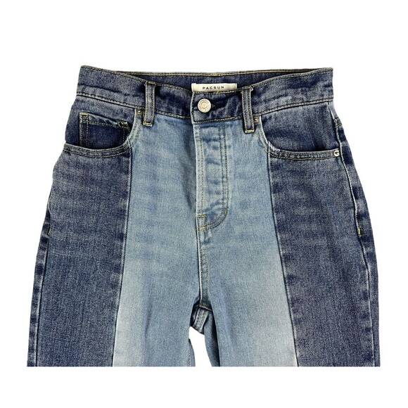 PacSun Jeans Women's Size 23 Button-Fly High Rise Straight Crop 2-Tone Denim - Picture 4 of 15